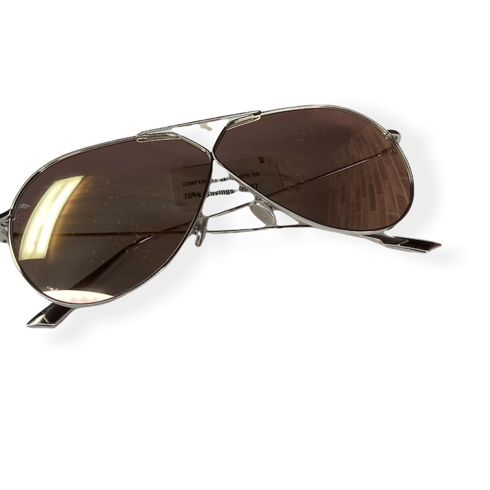 Dior Silver and Brown Aviator Sunglasses